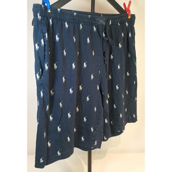 Polo Ralph Lauren Blue Label Men's LRG Sleepwear Shorts Navy Pony Pajama Lounge - Picture 2 of 8